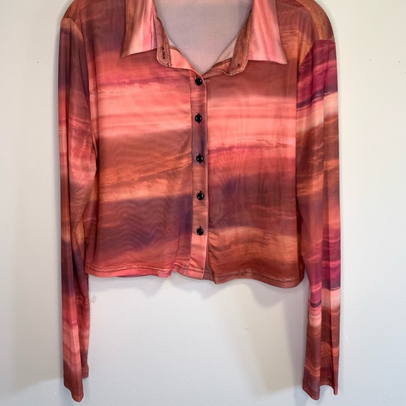 Tie Dye Button Up Crop Top #149 - Picture 2 of 6